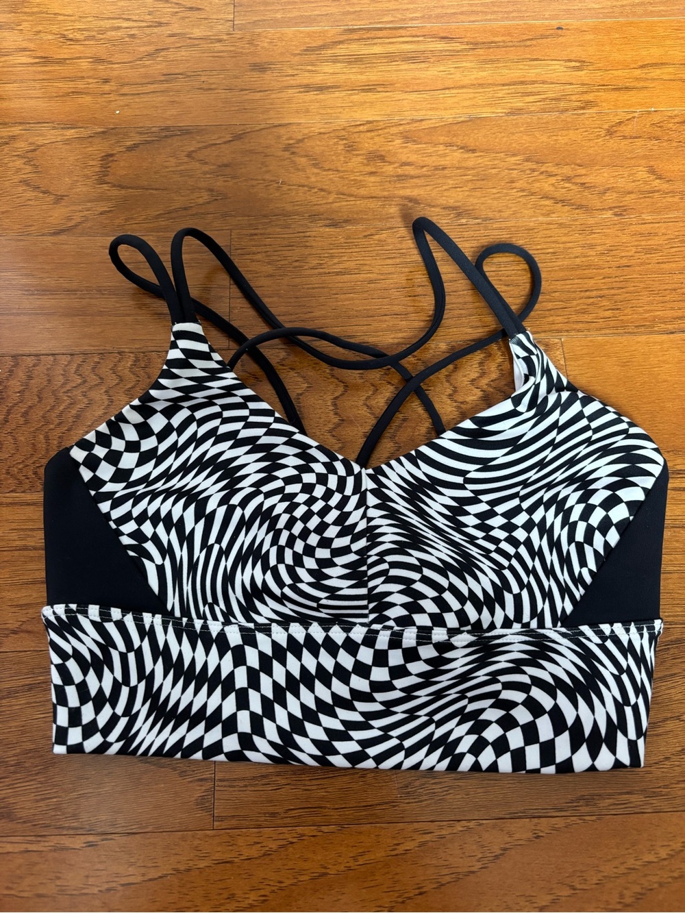 Jo & Jax Black & White Optical-Print Strappy Bralette